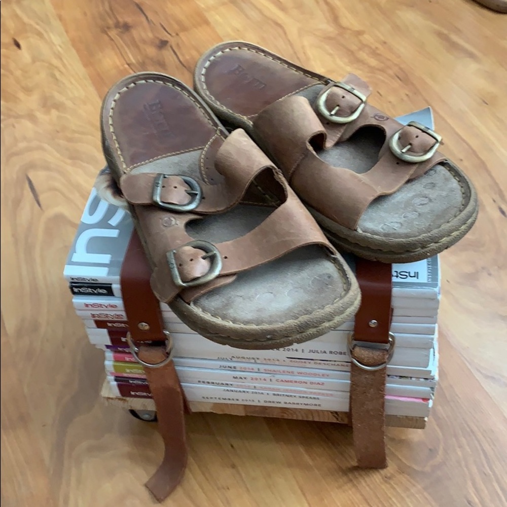 Born men’s two buckle leather sandles